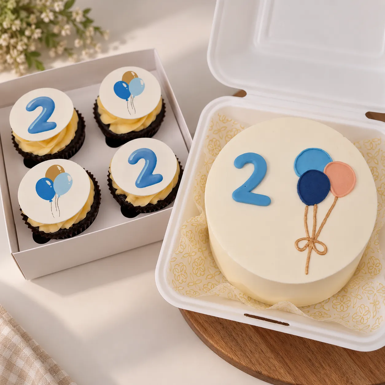 Kit com cupcake e bolo personalizado para mesversário — foto 1