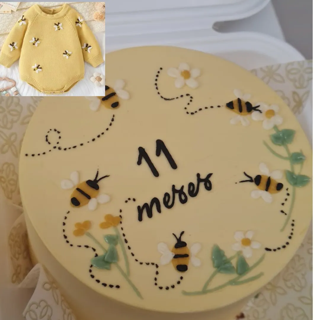 Bolo de mesversário tema abelhinha para 11 meses