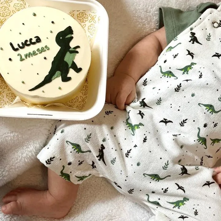 Bolo de mesversário tema dinossauro para o Lucca, 2 meses