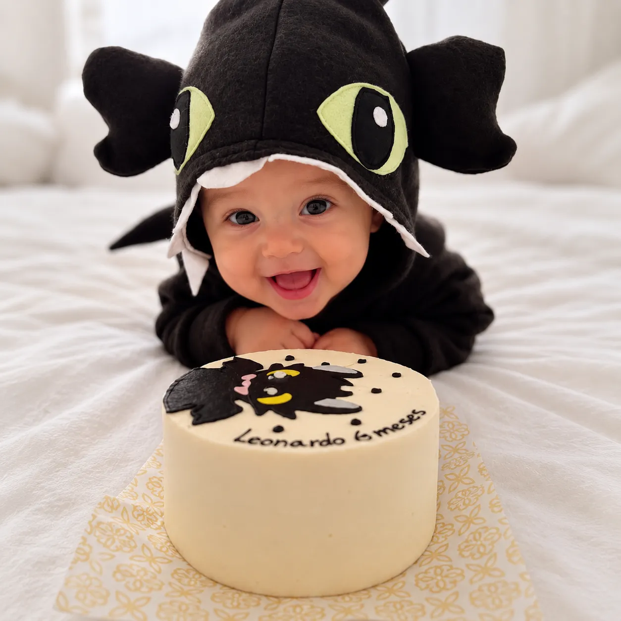 Bolo de mesversário tema Como Treinar o Seu Dragão para o Leonardo, 6 meses
